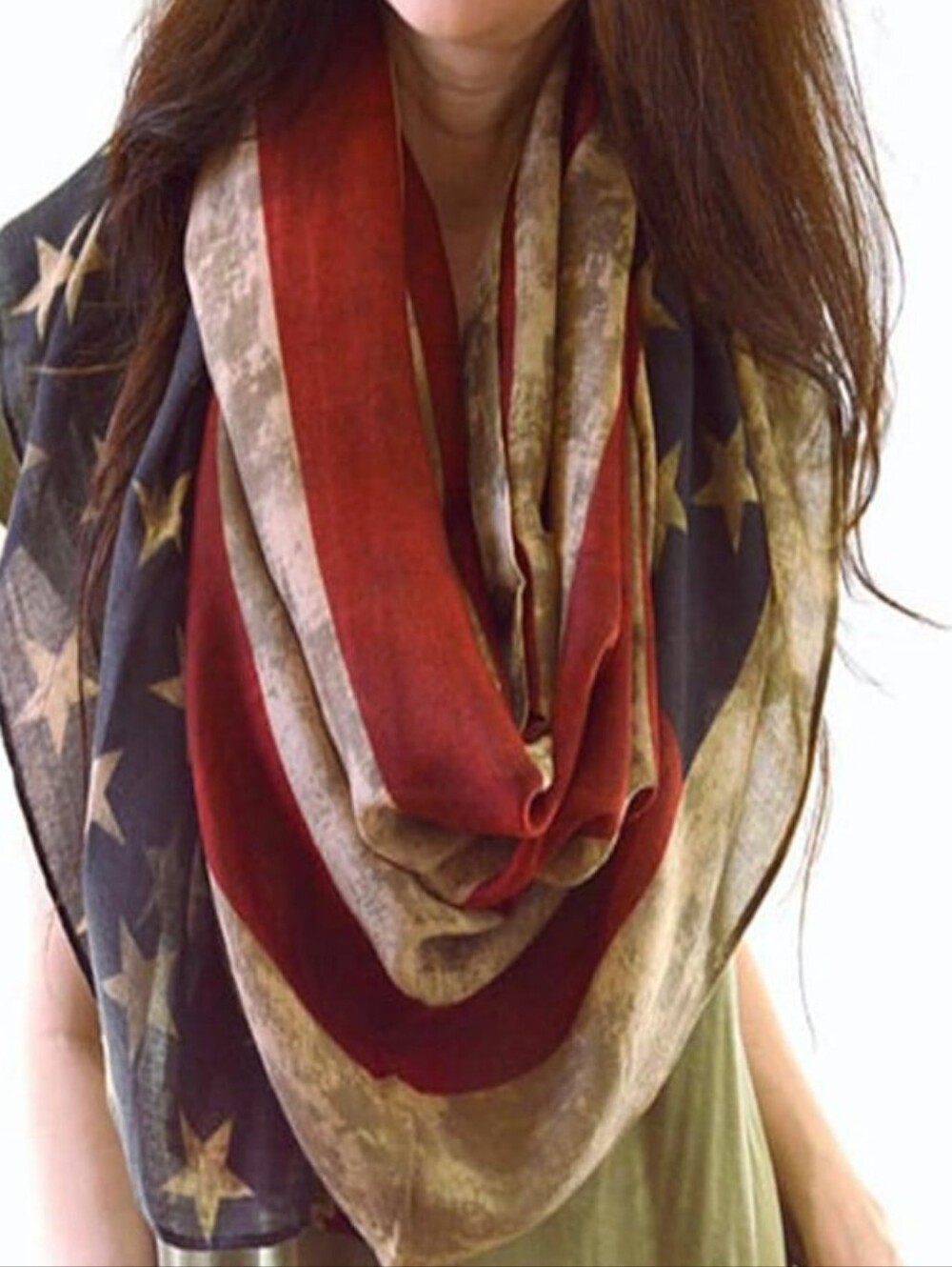 Vintage American Flag Scarf Patriotic Fourth of July Wrap Shawl USA Stars Stripe - Picture 4 of 4